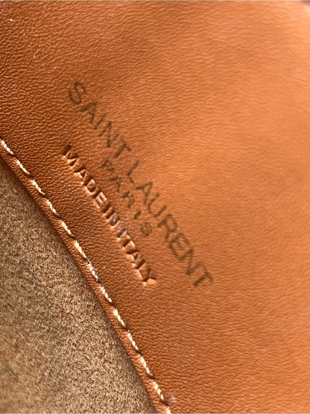 Saint Laurent Tan Leather Messenger Bag with Gold YSL Logo - Picture 6 of 6